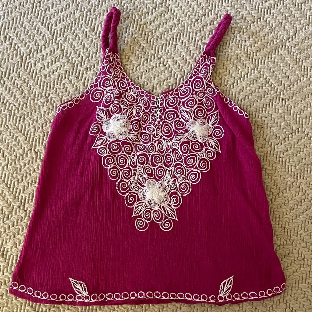 Boho Embroidered Tank Top Cami - Picture 1 of 7